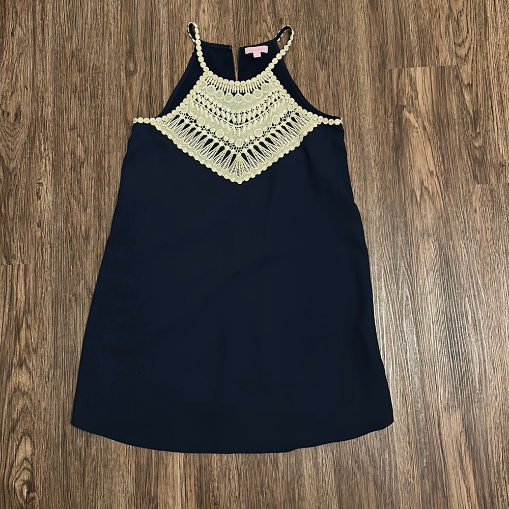 Lilly Pulitzer Shift Dress - Navy with Gold Detail